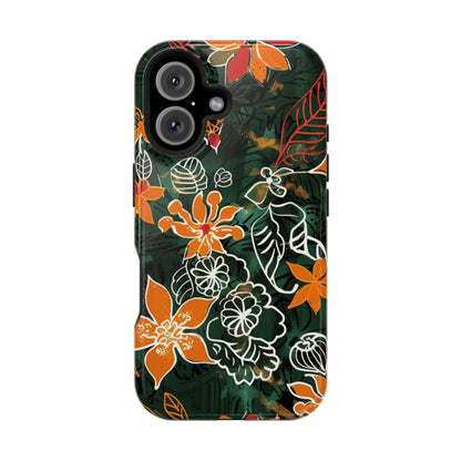 Magnetic Impact - Resistant Phone Case — Tropical Orange Floral - DIGITAL X