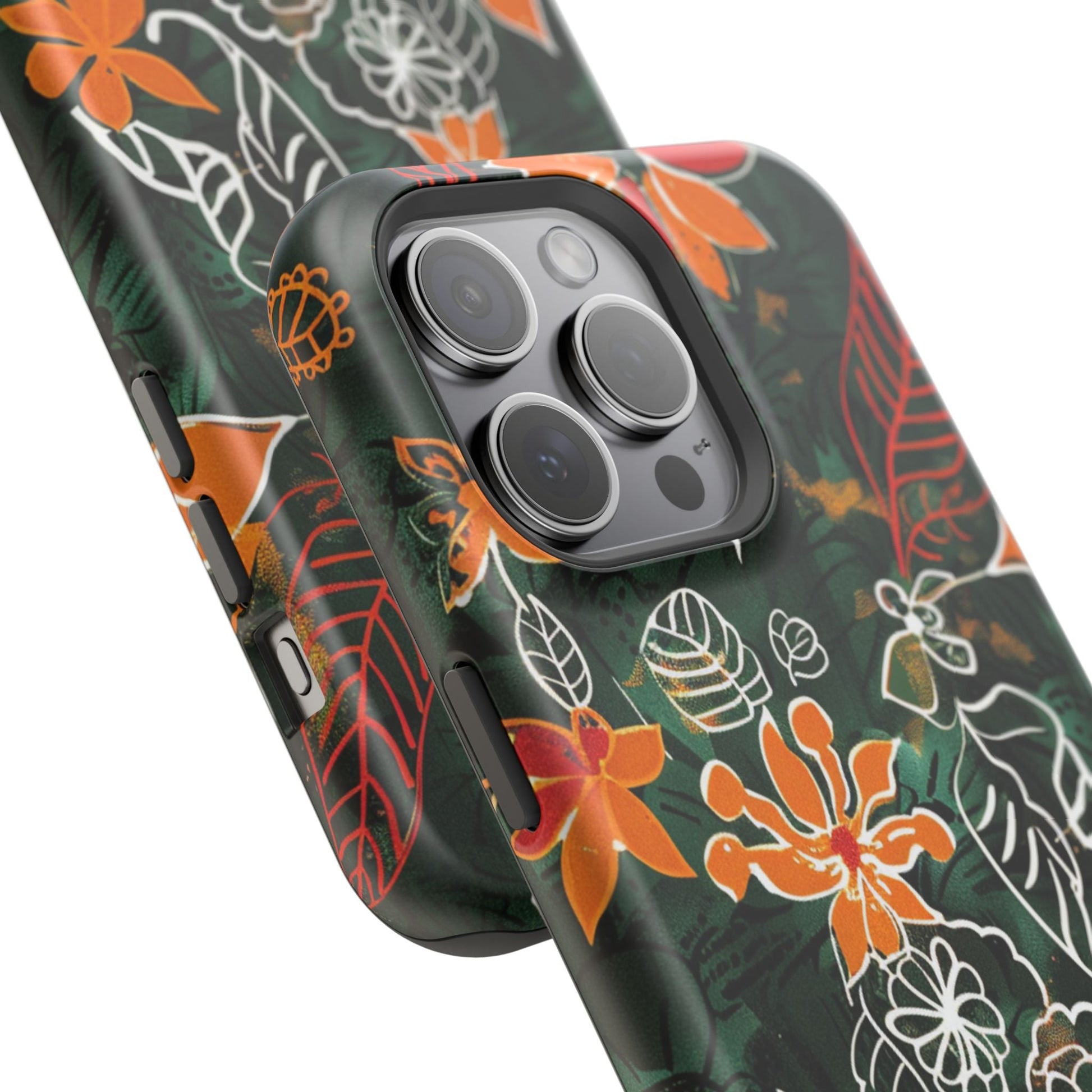 Magnetic Impact - Resistant Phone Case — Tropical Orange Floral - DIGITAL X