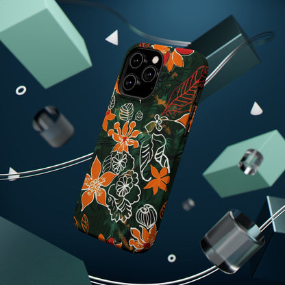 Magnetic Impact - Resistant Phone Case — Tropical Orange Floral - DIGITAL X