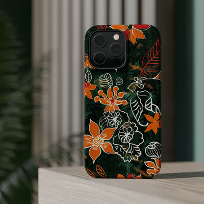 Magnetic Impact - Resistant Phone Case — Tropical Orange Floral - DIGITAL X