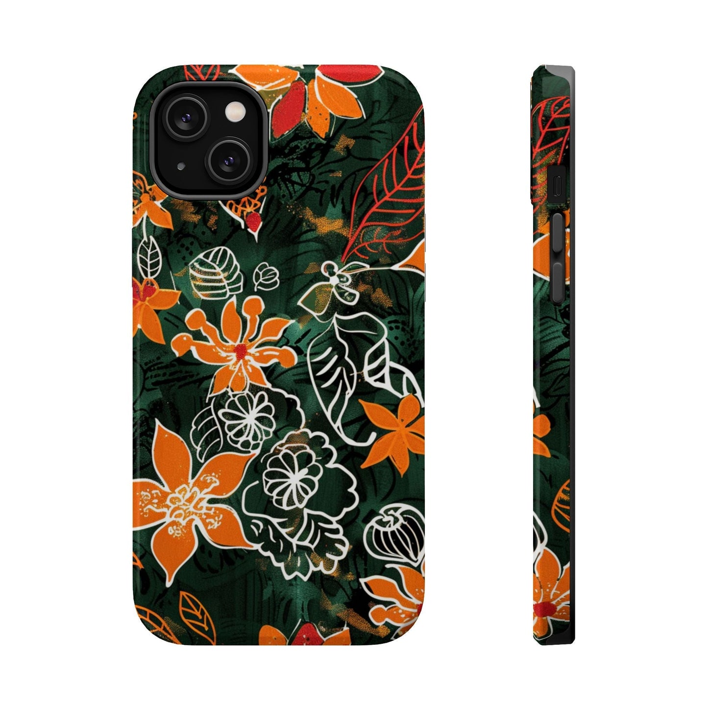 Magnetic Impact - Resistant Phone Case — Tropical Orange Floral - DIGITAL X