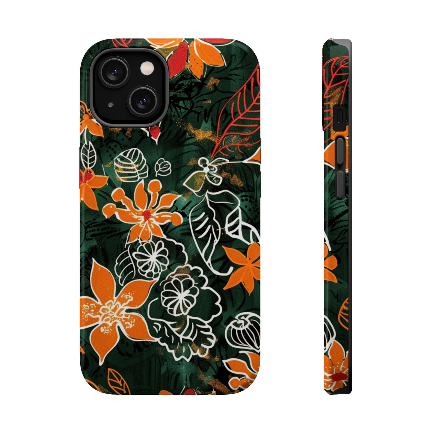 Magnetic Impact - Resistant Phone Case — Tropical Orange Floral - DIGITAL X