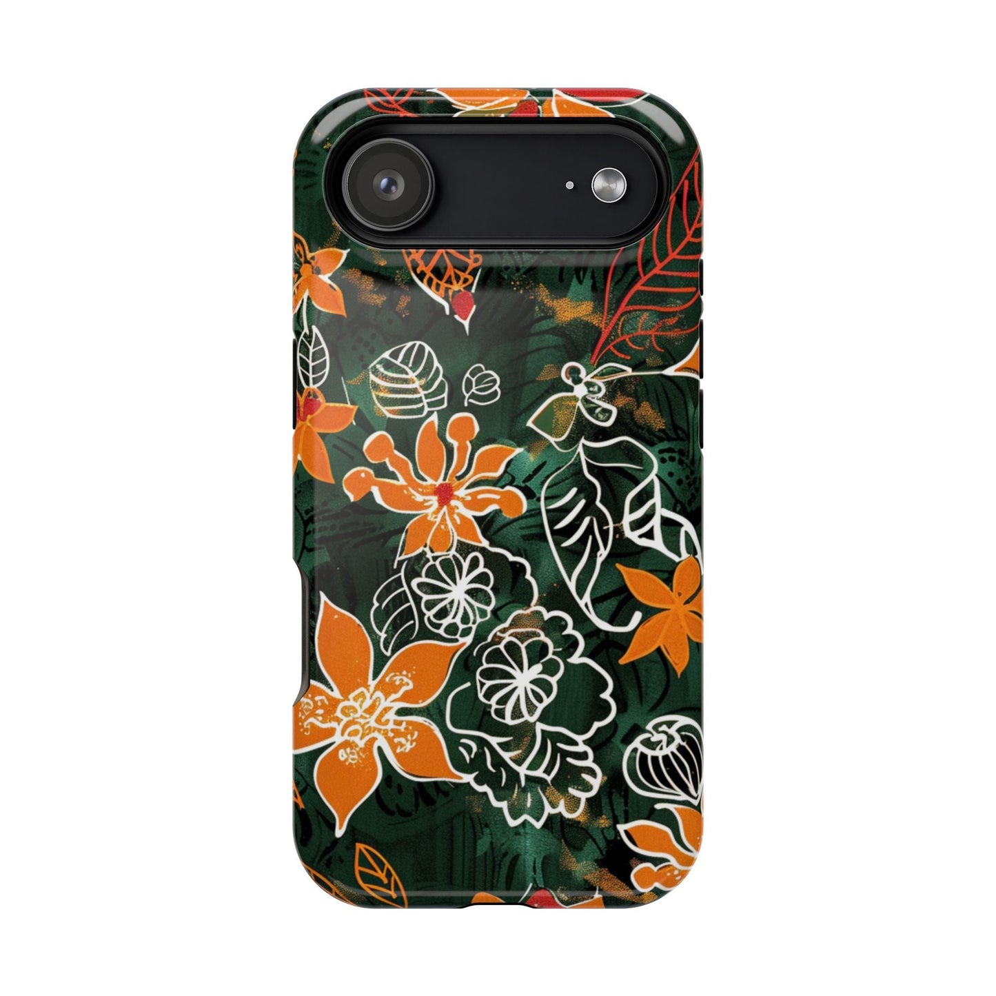 Magnetic Impact - Resistant Phone Case — Tropical Orange Floral - DIGITAL X