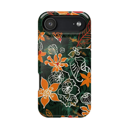 Magnetic Impact - Resistant Phone Case — Tropical Orange Floral - DIGITAL X