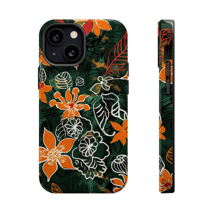 Magnetic Impact - Resistant Phone Case — Tropical Orange Floral - DIGITAL X