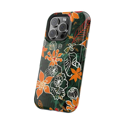 Magnetic Impact - Resistant Phone Case — Tropical Orange Floral - DIGITAL X