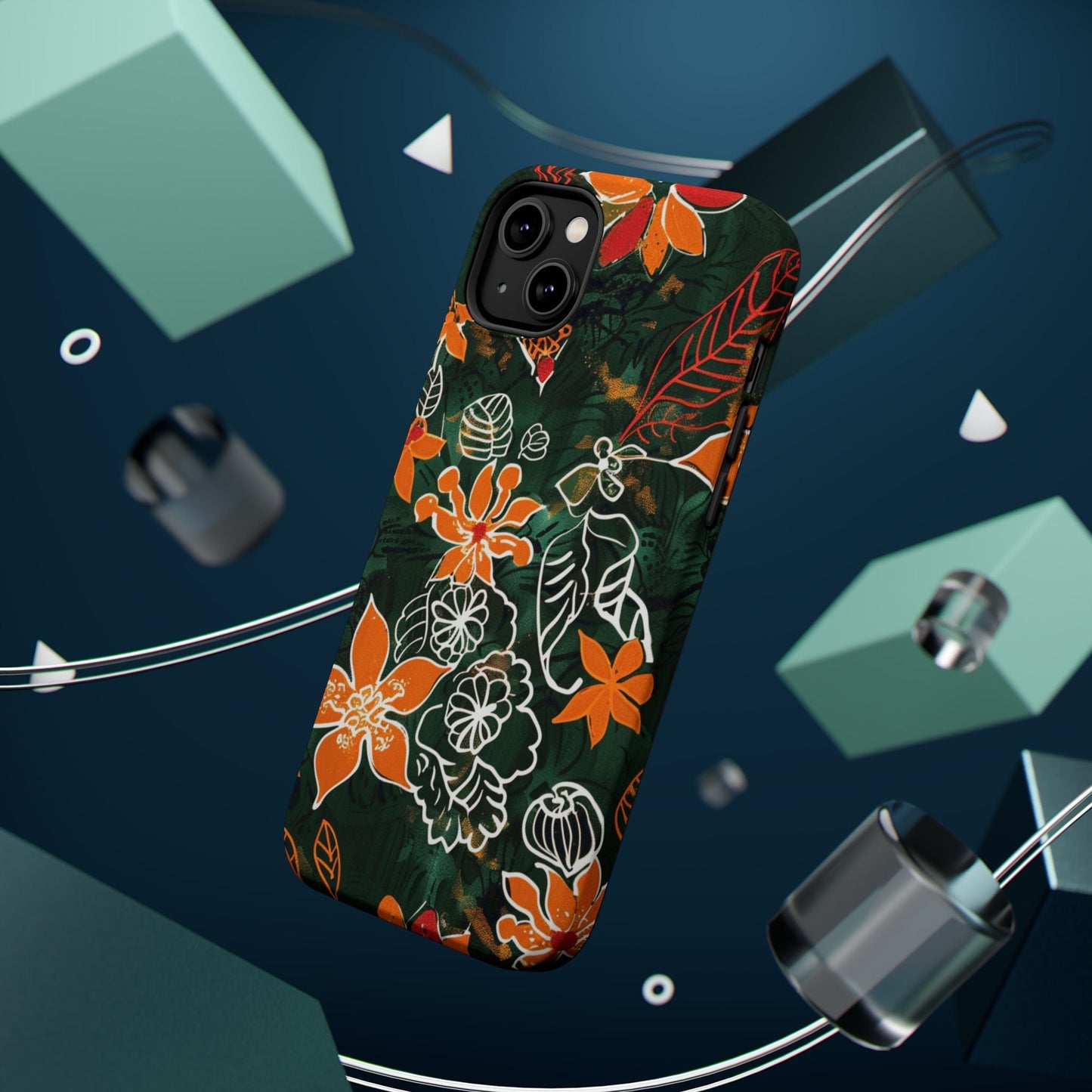 Magnetic Impact - Resistant Phone Case — Tropical Orange Floral - DIGITAL X