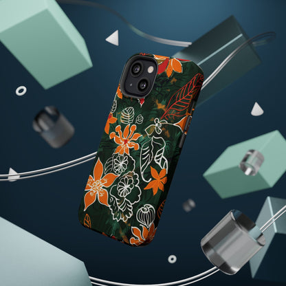 Magnetic Impact - Resistant Phone Case — Tropical Orange Floral - DIGITAL X