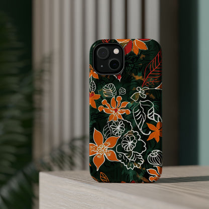 Magnetic Impact - Resistant Phone Case — Tropical Orange Floral - DIGITAL X