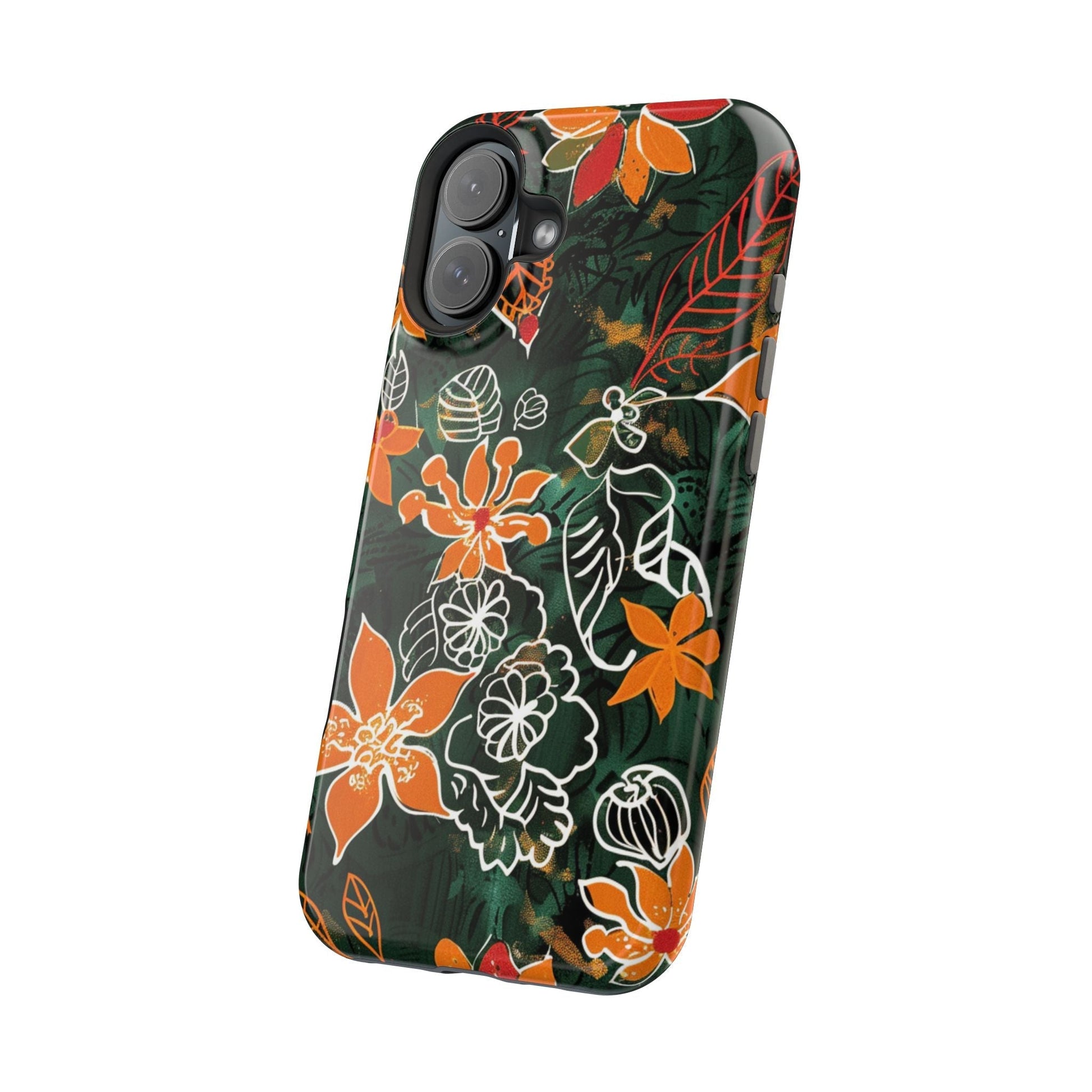 Magnetic Impact - Resistant Phone Case — Tropical Orange Floral - DIGITAL X