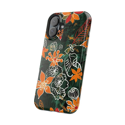Magnetic Impact - Resistant Phone Case — Tropical Orange Floral - DIGITAL X