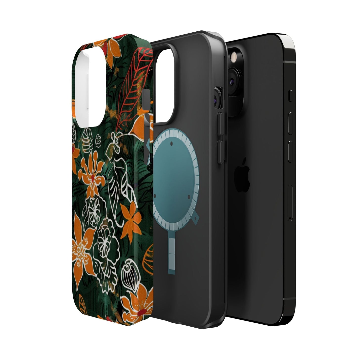 Magnetic Impact - Resistant Phone Case — Tropical Orange Floral - DIGITAL X
