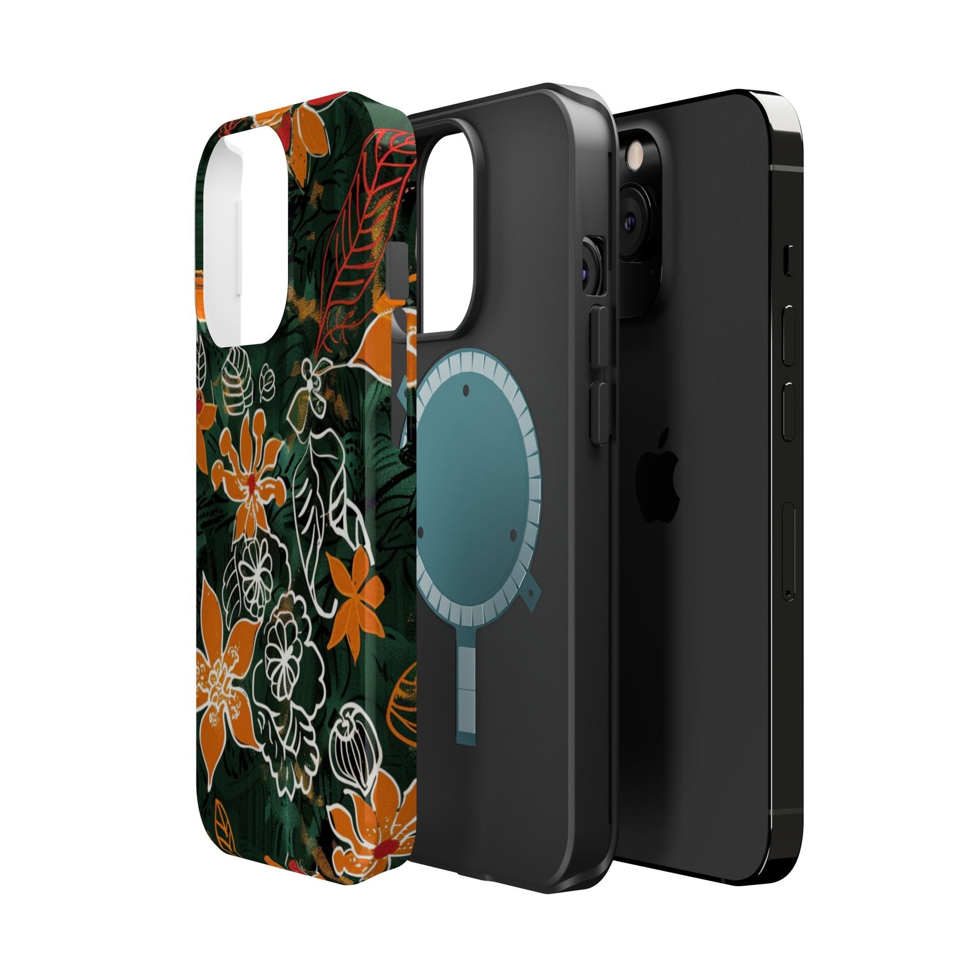Magnetic Impact - Resistant Phone Case — Tropical Orange Floral - DIGITAL X