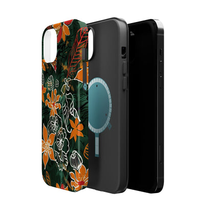 Magnetic Impact - Resistant Phone Case — Tropical Orange Floral - DIGITAL X