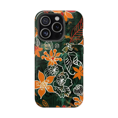 Magnetic Impact - Resistant Phone Case — Tropical Orange Floral - DIGITAL X
