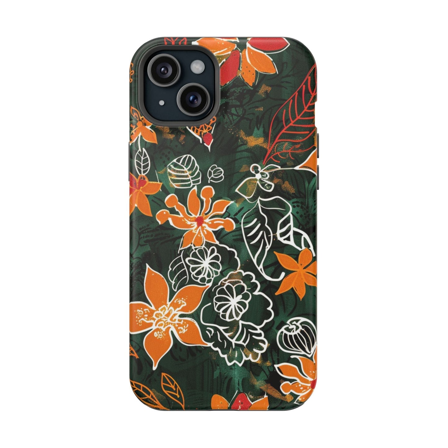 Magnetic Impact - Resistant Phone Case — Tropical Orange Floral - DIGITAL X