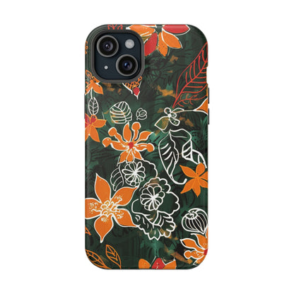 Magnetic Impact - Resistant Phone Case — Tropical Orange Floral - DIGITAL X