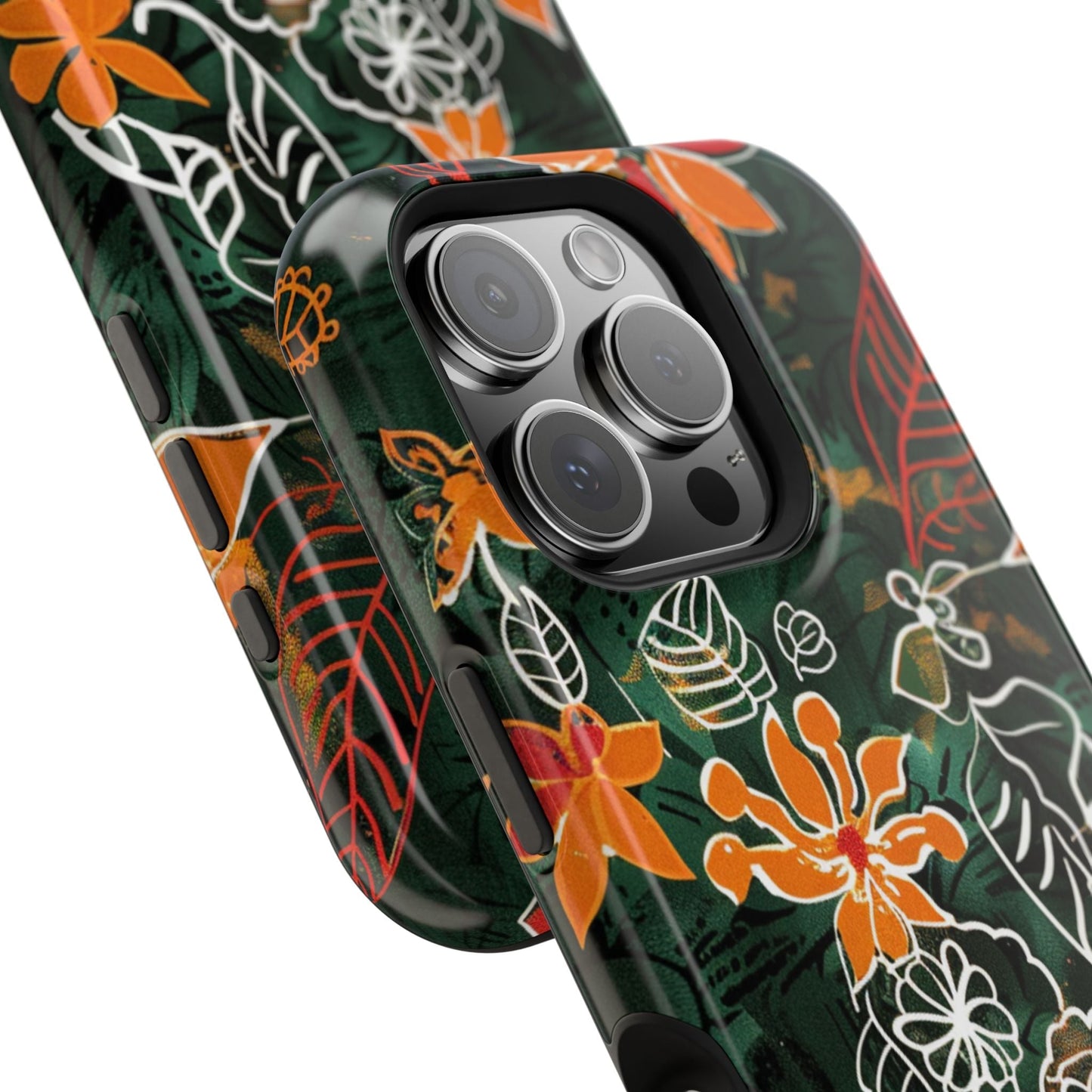 Magnetic Impact - Resistant Phone Case — Tropical Orange Floral - DIGITAL X