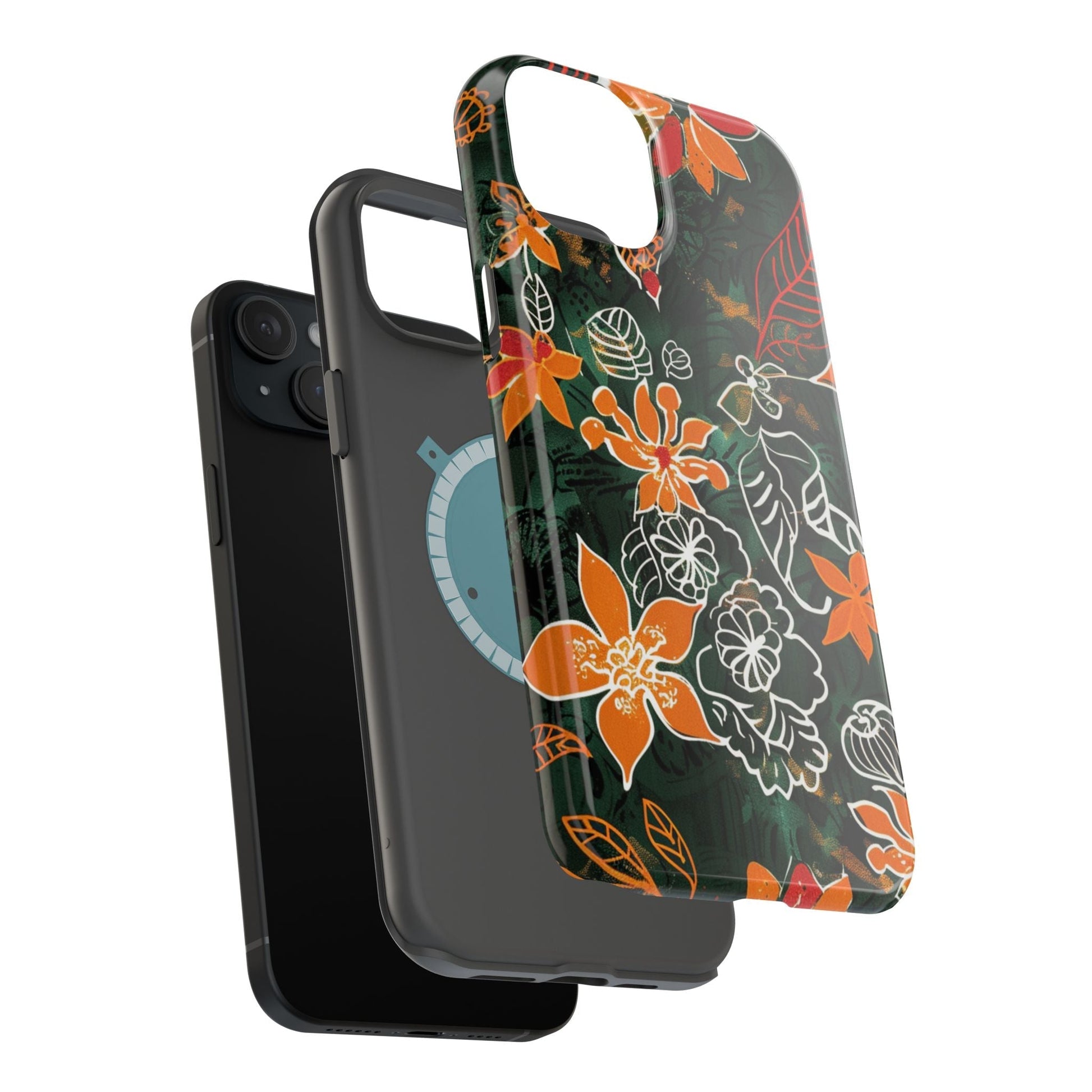 Magnetic Impact - Resistant Phone Case — Tropical Orange Floral - DIGITAL X