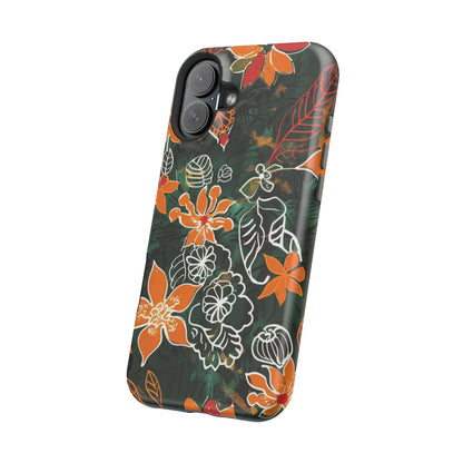 Magnetic Impact - Resistant Phone Case — Tropical Orange Floral - DIGITAL X