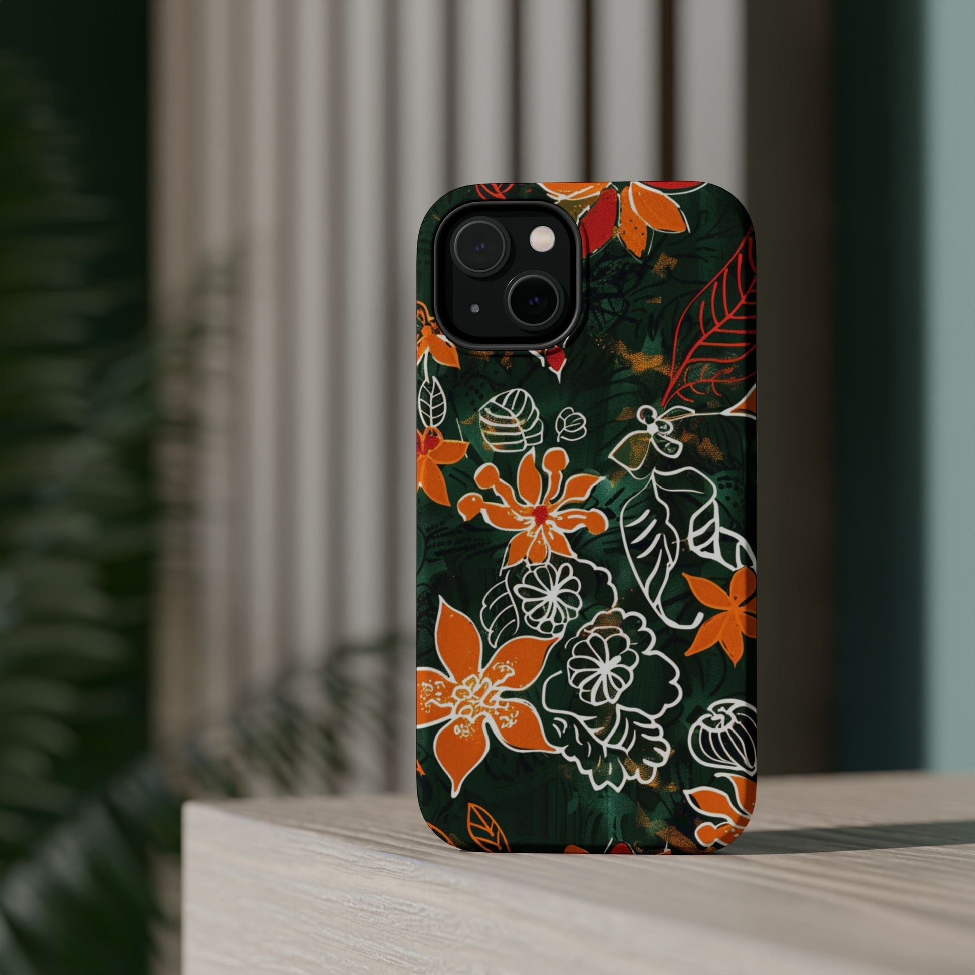Magnetic Impact - Resistant Phone Case — Tropical Orange Floral - DIGITAL X