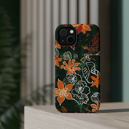 Magnetic Impact - Resistant Phone Case — Tropical Orange Floral - DIGITAL X