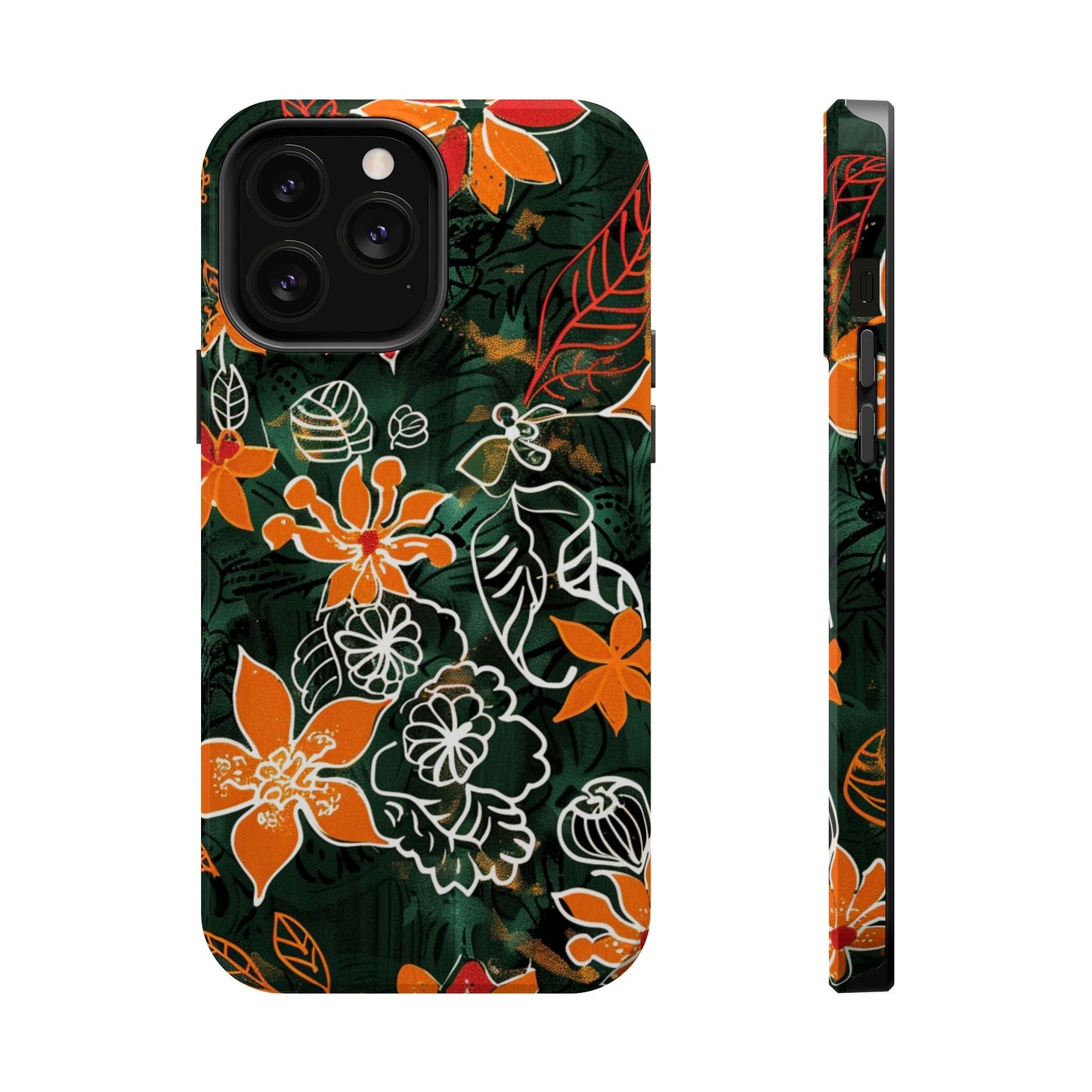 Magnetic Impact - Resistant Phone Case — Tropical Orange Floral - DIGITAL X
