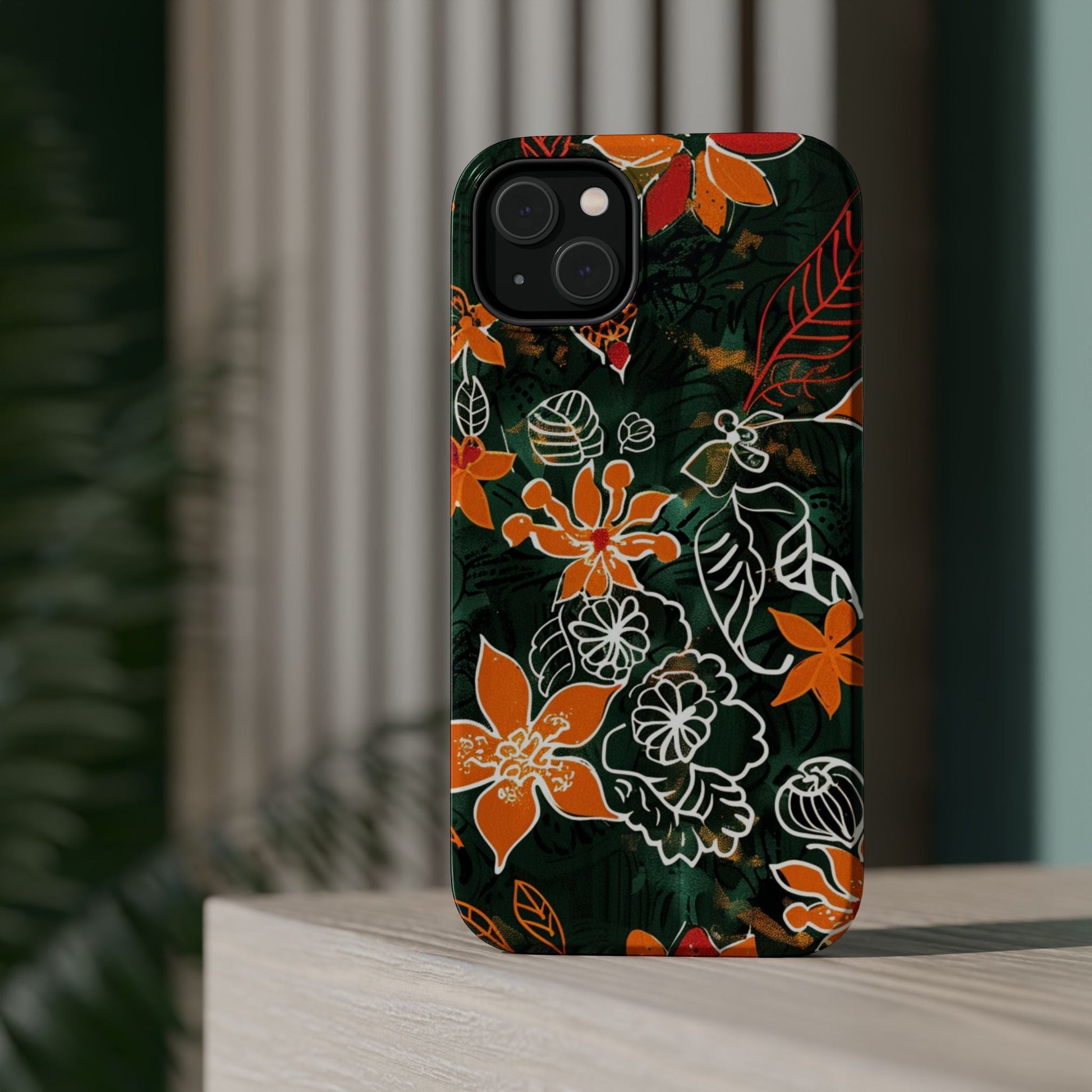 Magnetic Impact - Resistant Phone Case — Tropical Orange Floral - DIGITAL X