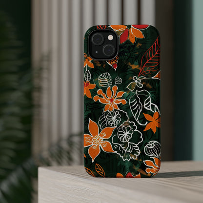 Magnetic Impact - Resistant Phone Case — Tropical Orange Floral - DIGITAL X