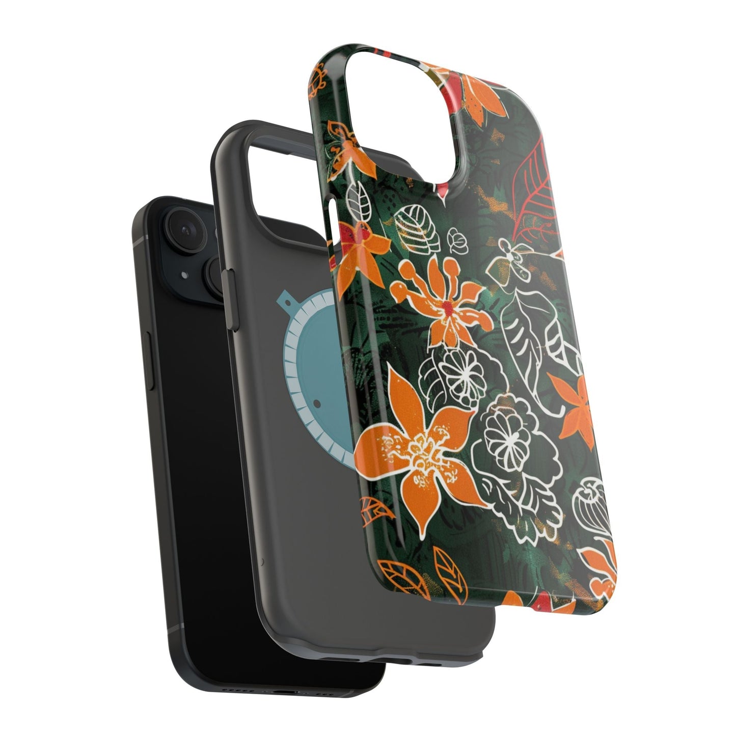 Magnetic Impact - Resistant Phone Case — Tropical Orange Floral - DIGITAL X