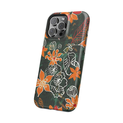 Magnetic Impact - Resistant Phone Case — Tropical Orange Floral - DIGITAL X