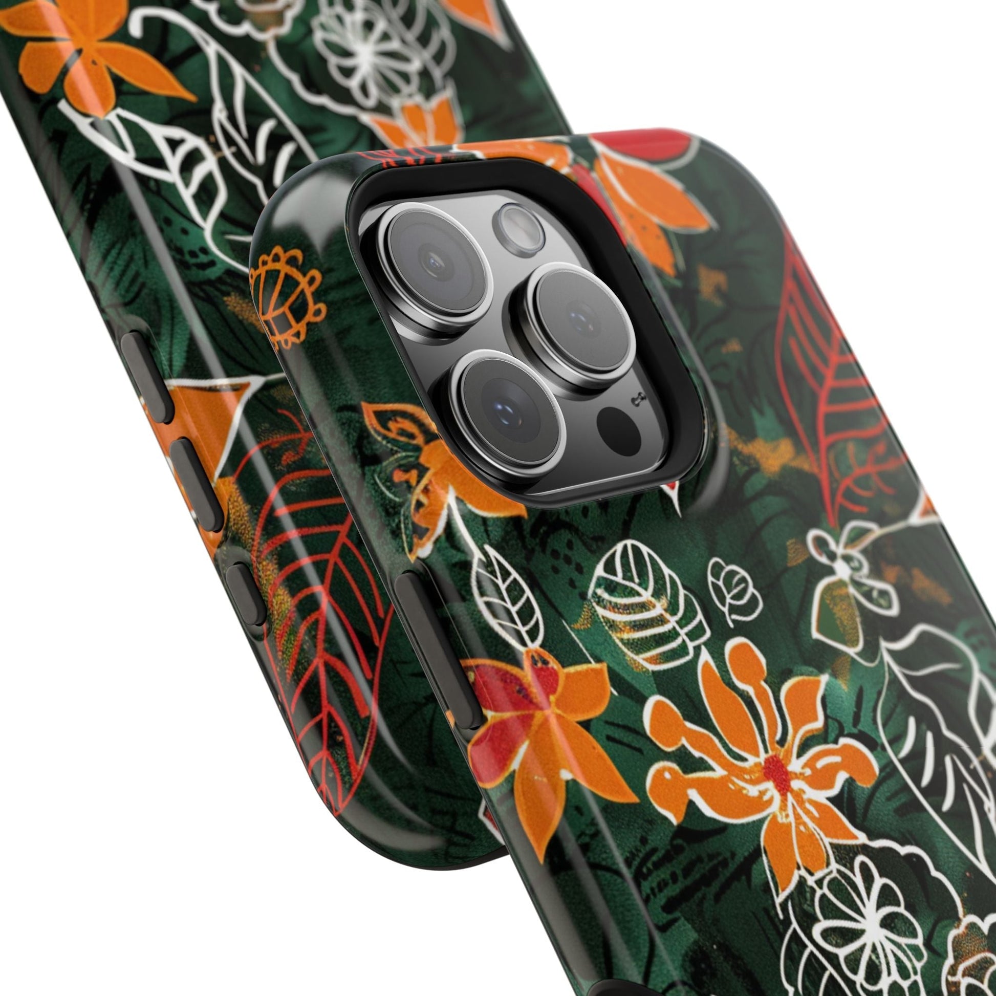 Magnetic Impact - Resistant Phone Case — Tropical Orange Floral - DIGITAL X