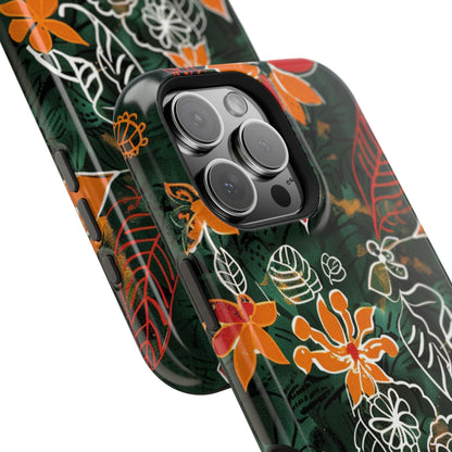 Magnetic Impact - Resistant Phone Case — Tropical Orange Floral - DIGITAL X