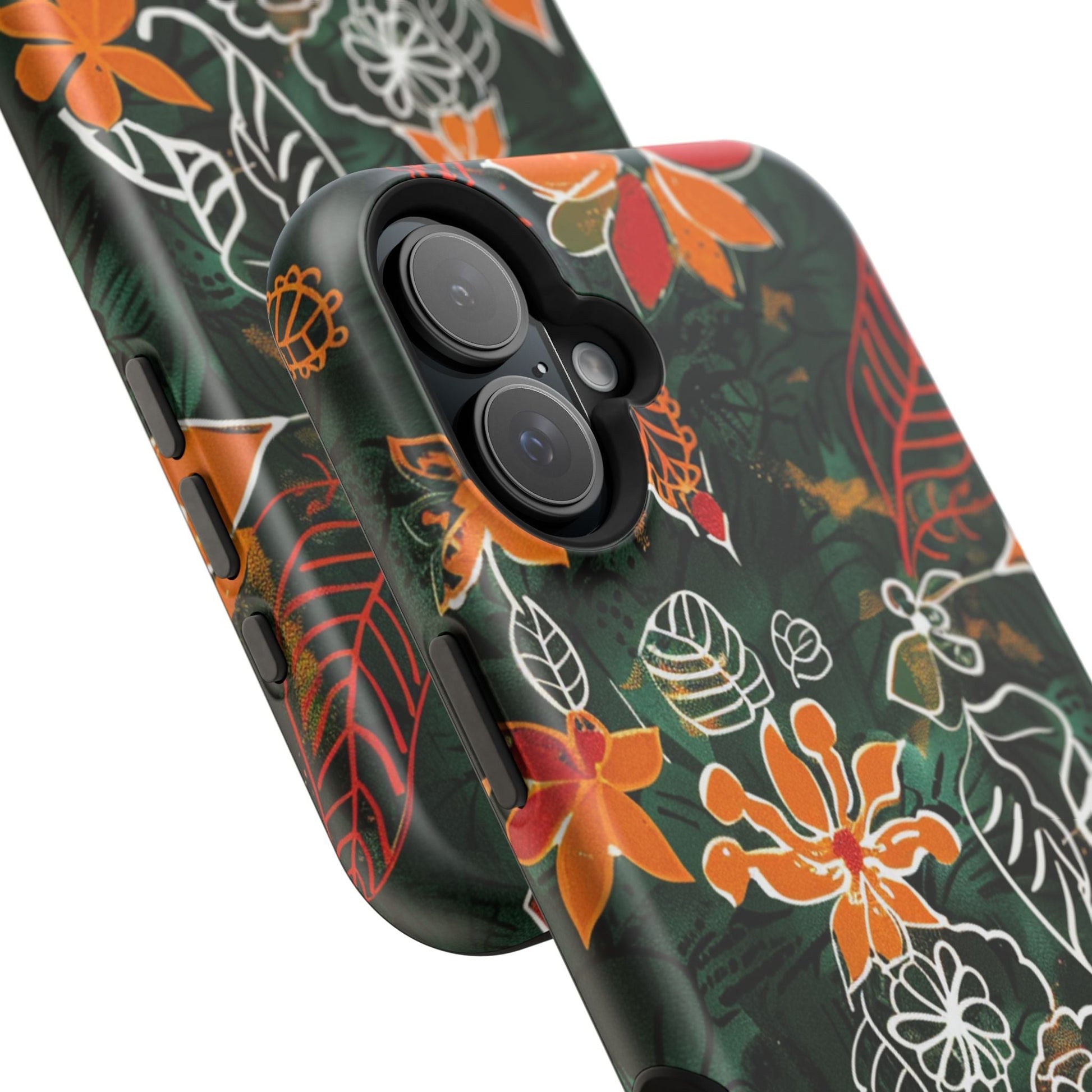 Magnetic Impact - Resistant Phone Case — Tropical Orange Floral - DIGITAL X