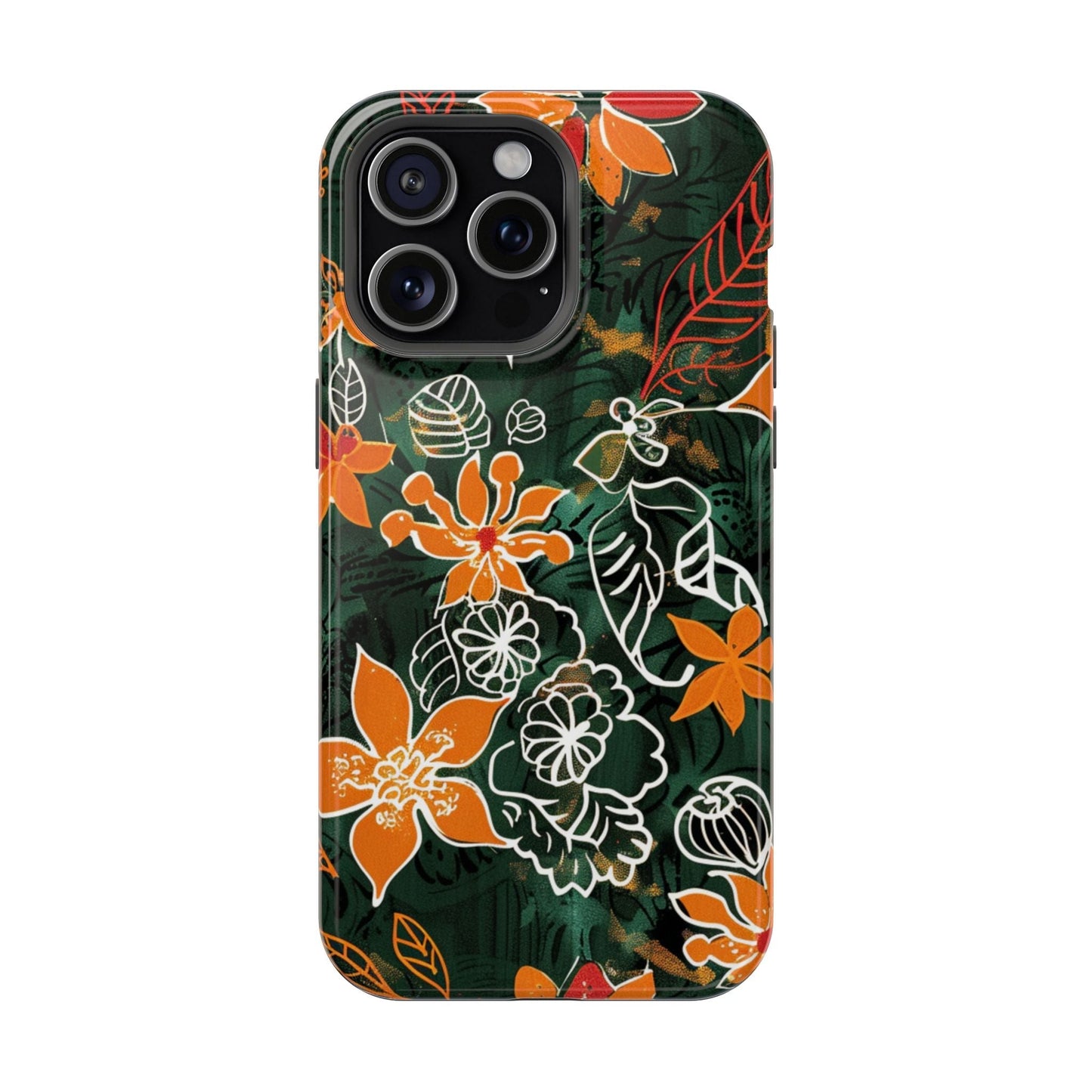 Magnetic Impact - Resistant Phone Case — Tropical Orange Floral - DIGITAL X