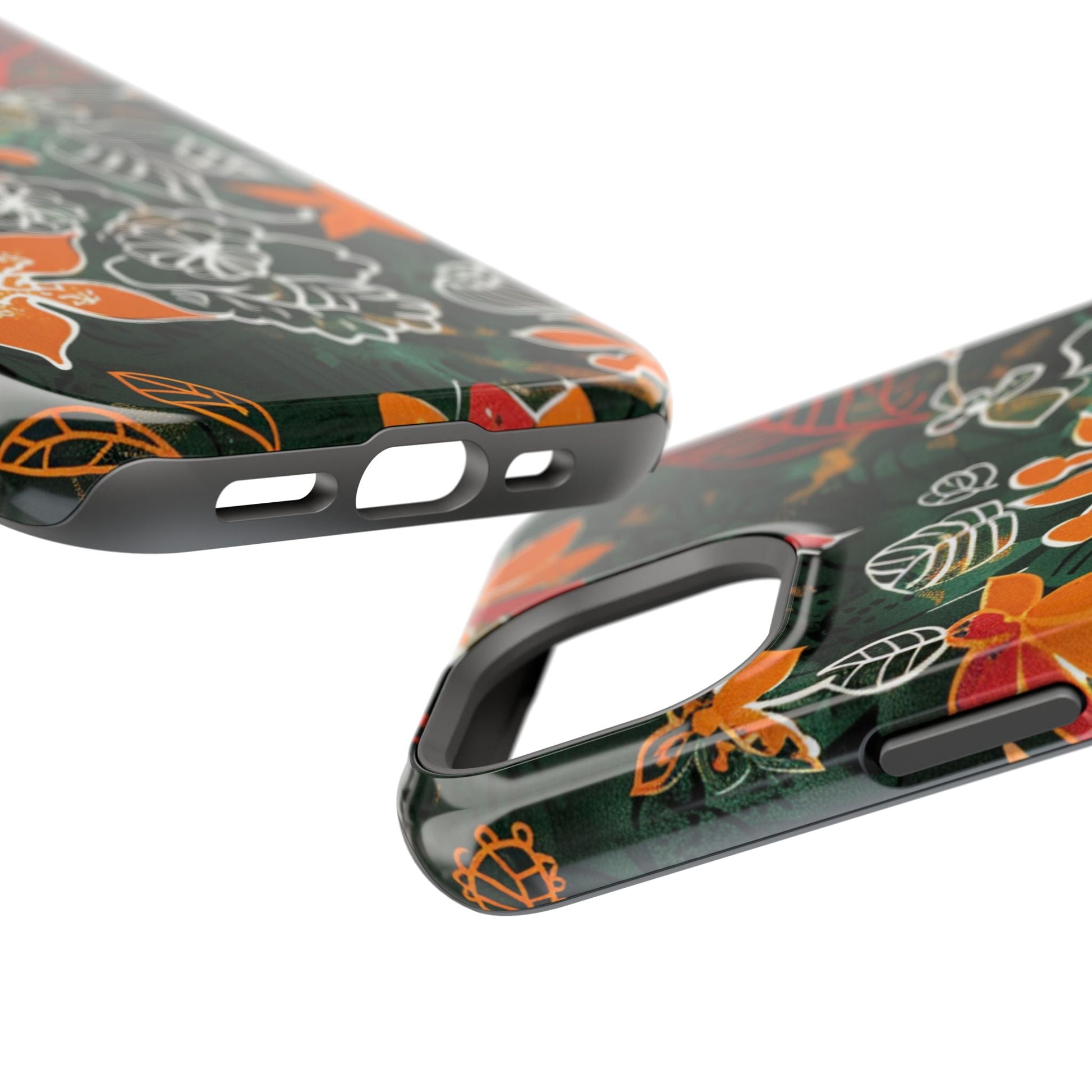 Magnetic Impact - Resistant Phone Case — Tropical Orange Floral - DIGITAL X