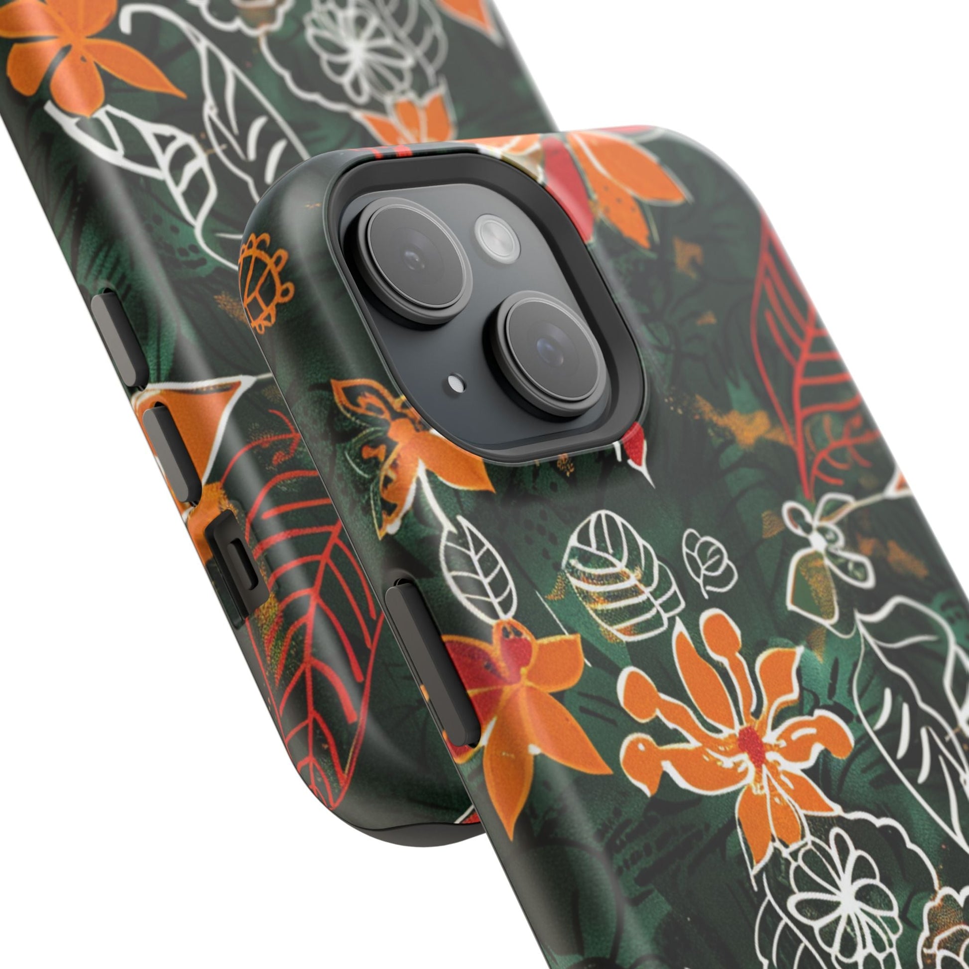 Magnetic Impact - Resistant Phone Case — Tropical Orange Floral - DIGITAL X