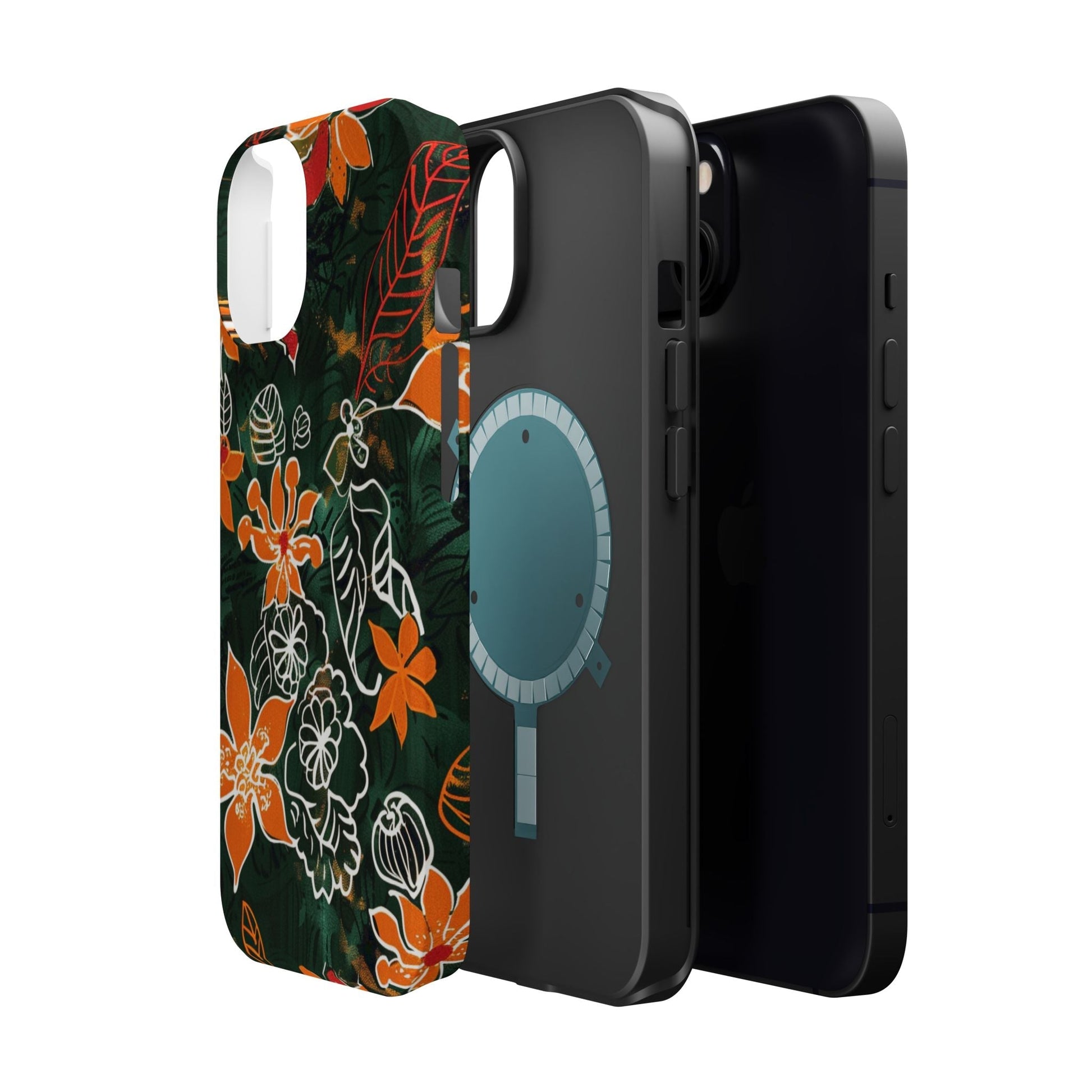 Magnetic Impact - Resistant Phone Case — Tropical Orange Floral - DIGITAL X