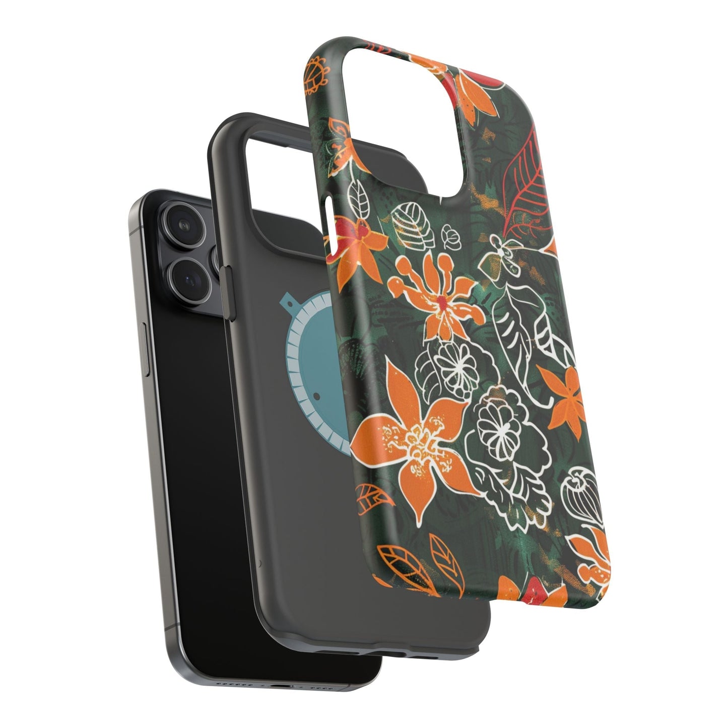 Magnetic Impact - Resistant Phone Case — Tropical Orange Floral - DIGITAL X