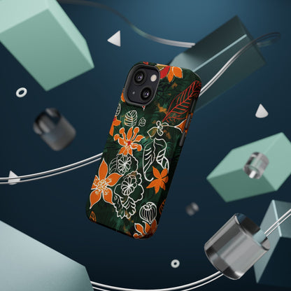 Magnetic Impact - Resistant Phone Case — Tropical Orange Floral - DIGITAL X