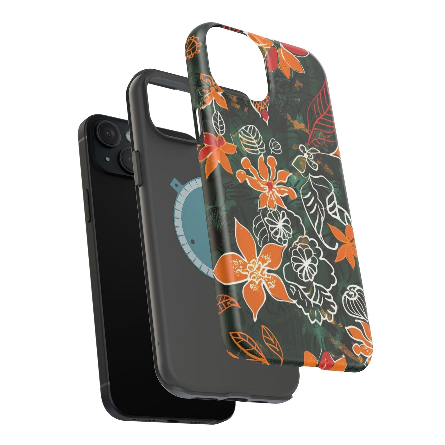 Magnetic Impact - Resistant Phone Case — Tropical Orange Floral - DIGITAL X