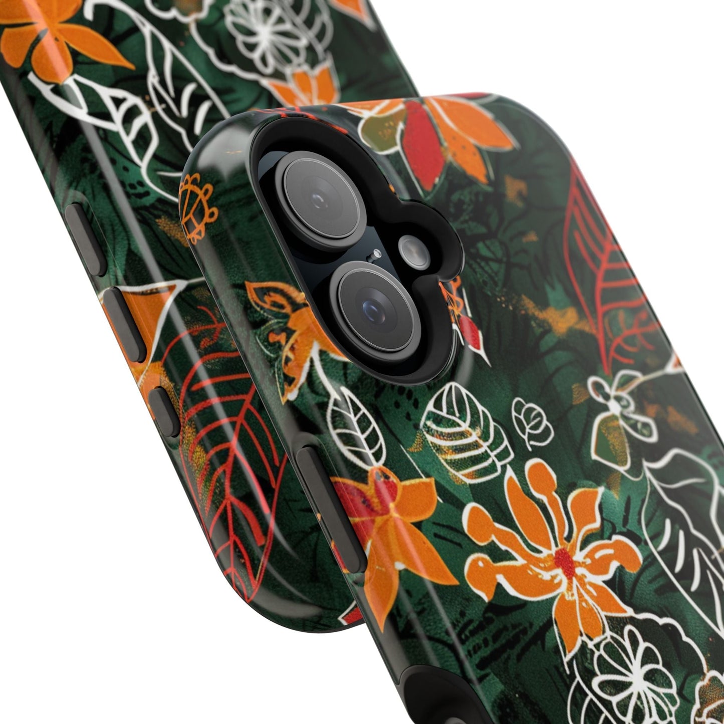Magnetic Impact - Resistant Phone Case — Tropical Orange Floral - DIGITAL X