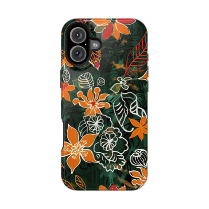 Magnetic Impact - Resistant Phone Case — Tropical Orange Floral - DIGITAL X