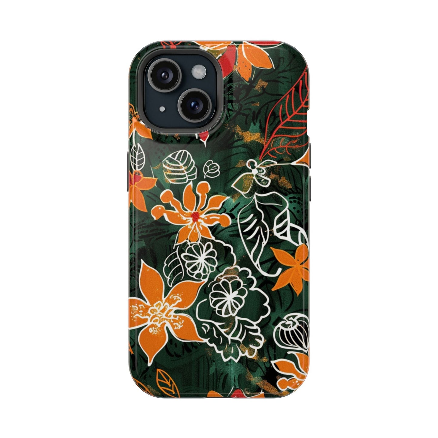 Magnetic Impact - Resistant Phone Case — Tropical Orange Floral - DIGITAL X