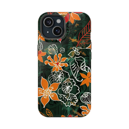 Magnetic Impact - Resistant Phone Case — Tropical Orange Floral - DIGITAL X