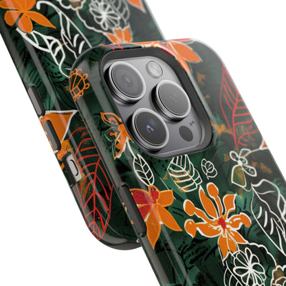 Magnetic Impact - Resistant Phone Case — Tropical Orange Floral - DIGITAL X