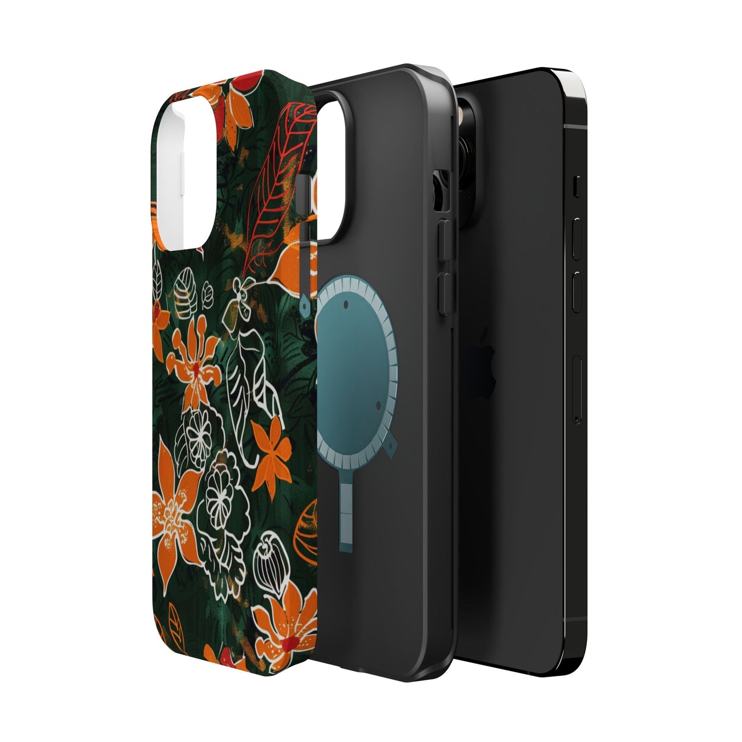 Magnetic Impact - Resistant Phone Case — Tropical Orange Floral - DIGITAL X
