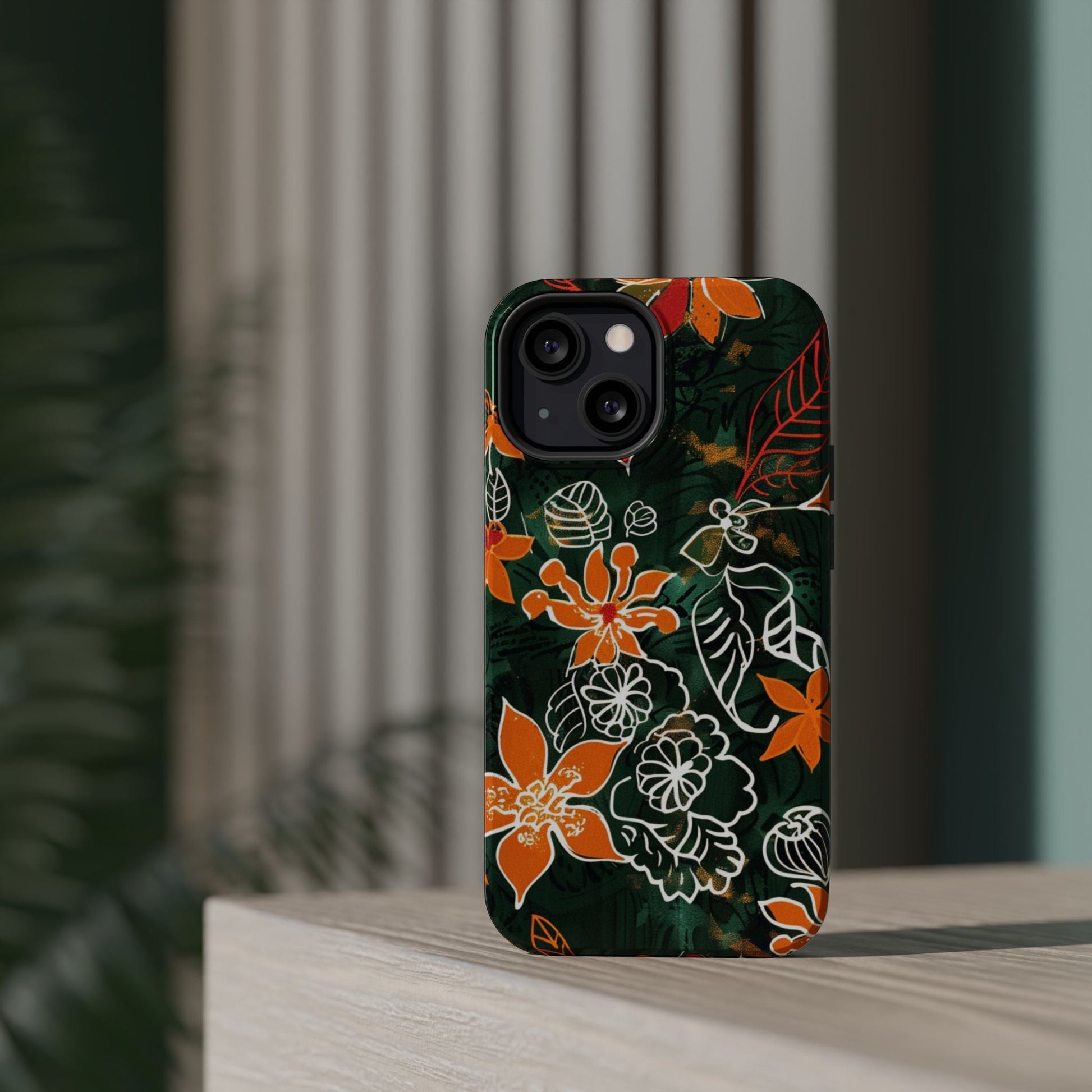 Magnetic Impact - Resistant Phone Case — Tropical Orange Floral - DIGITAL X
