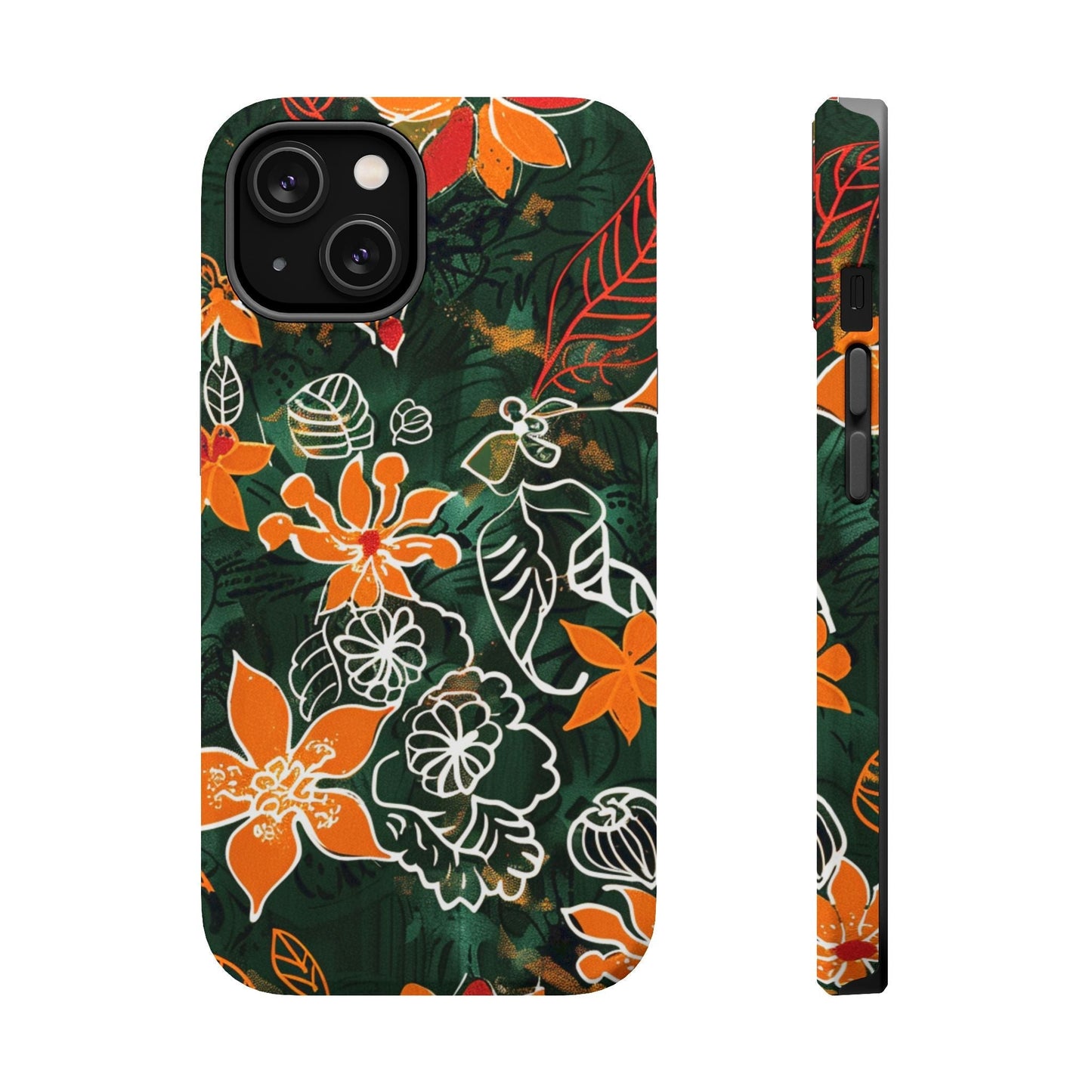 Magnetic Impact - Resistant Phone Case — Tropical Orange Floral - DIGITAL X