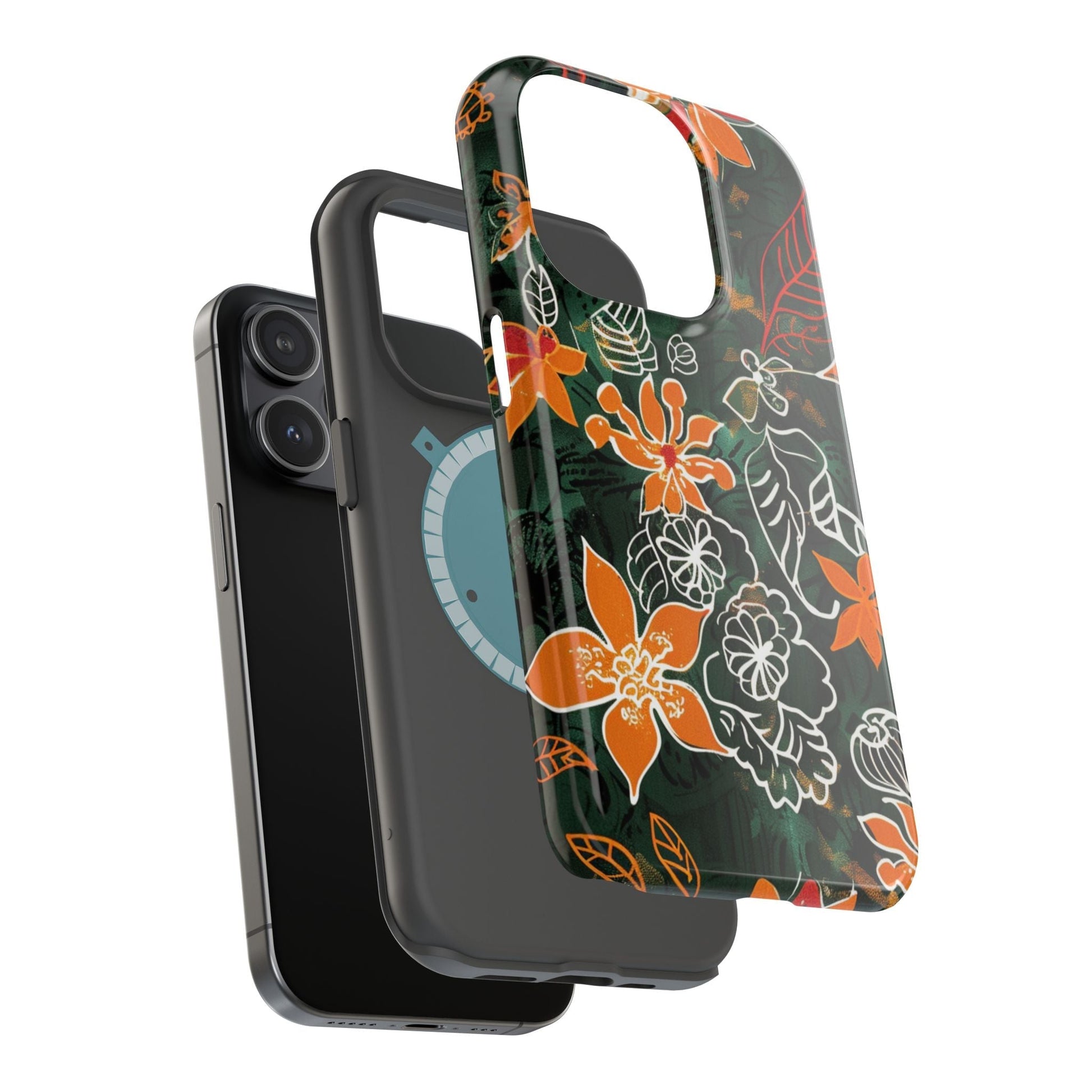Magnetic Impact - Resistant Phone Case — Tropical Orange Floral - DIGITAL X